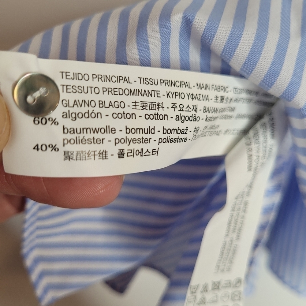 Zara Blue and White Striped Peplum Top - Picture 13 of 13